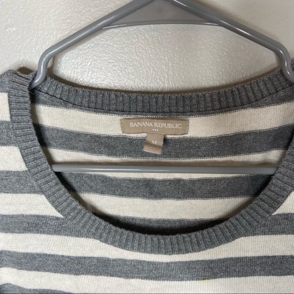 Banana Republic Gray Striped Elbow Patch Sweater Medium - Picture 7 of 10